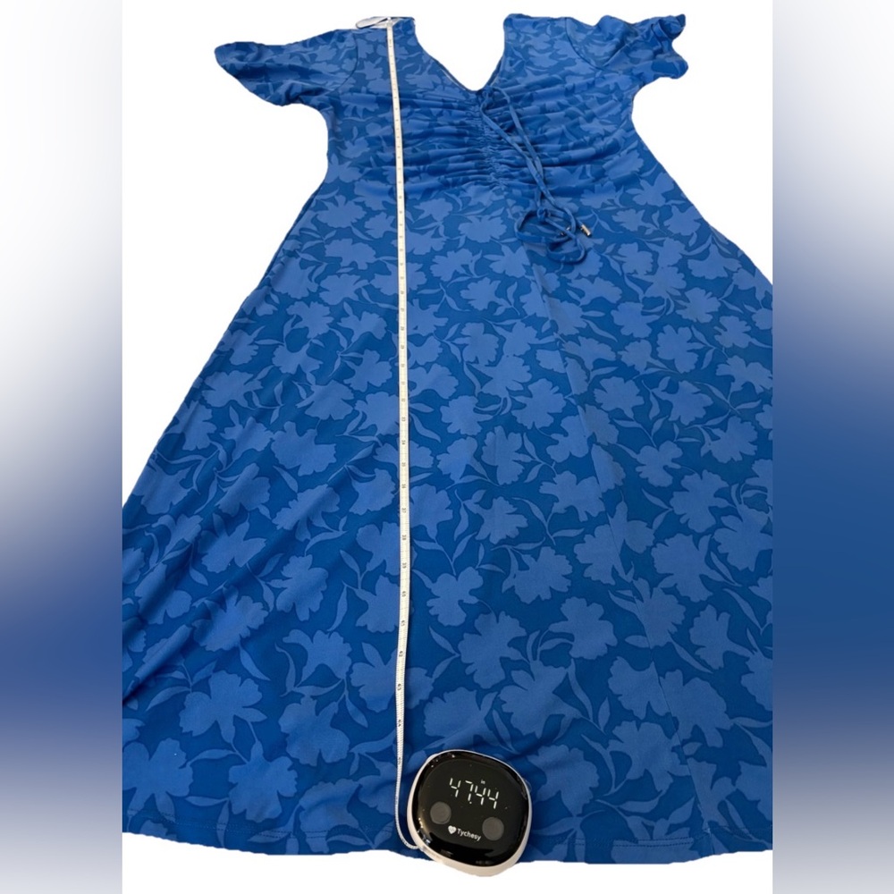 π Michael Kors Blue Floral Midi Dress β Flutter Sleeve Sundress, XL, NWT π - Picture 9 of 13